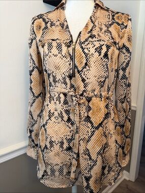 Nicki Minaj Tan and Black Snakeskin Print Blouse